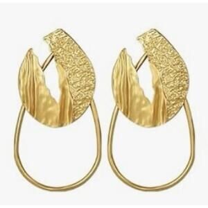 Gold Textured Teardrop Earrings